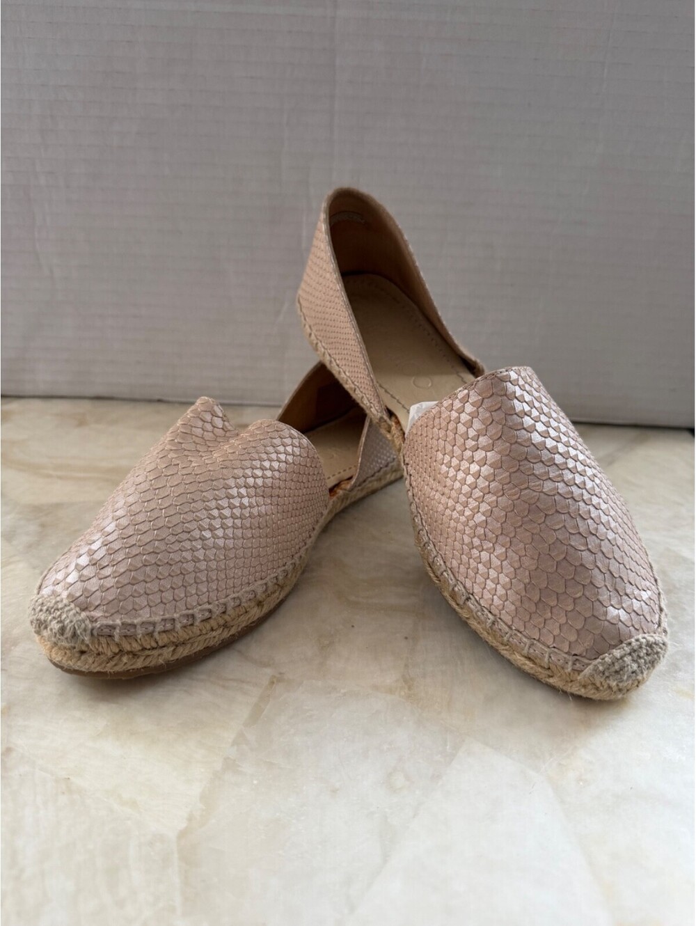 Jimmy Choo Dreya Metallic Snake Embossed Leather D'Orsay Espadrille Flats Sz 38